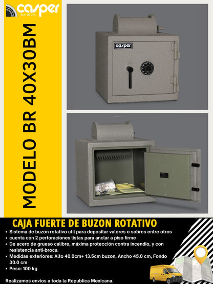 CAJA FUERTE CON BUZÓN ROTATIVO MOD. BR-40X30BM