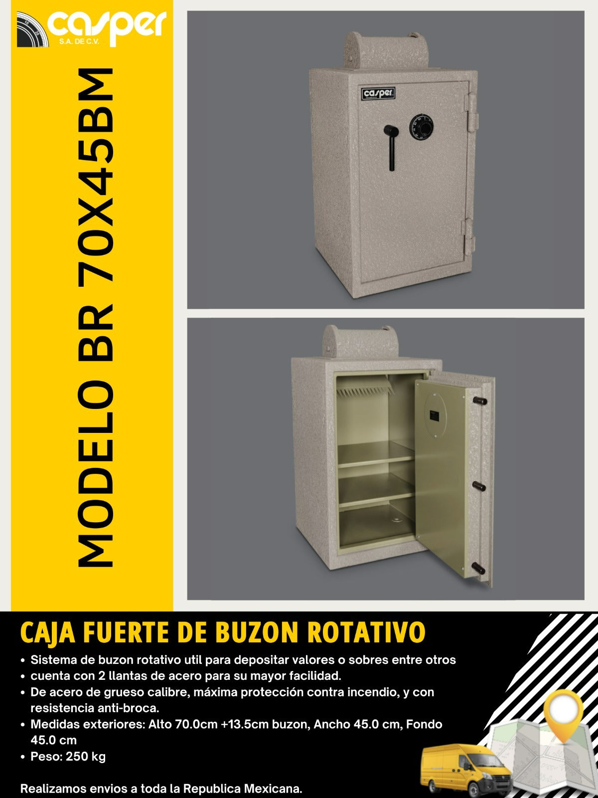 CAJA FUERTE DE BUZON ROTATIVO MOD. BR70X45